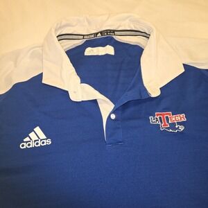 Louisiana Tech Bulldogs Adidas Blue Polo Button Men 2XL XXL Team Issued